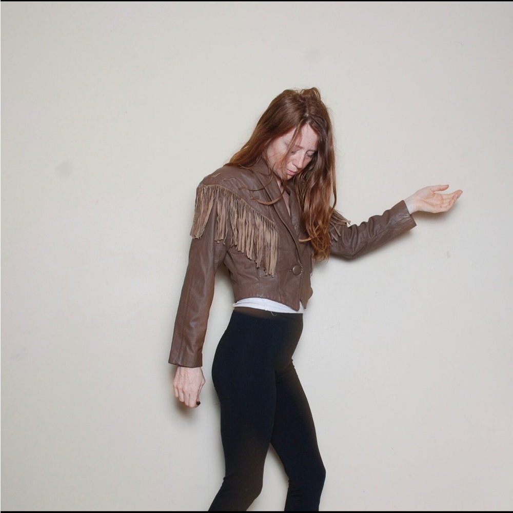American Vintage Brown Leather Jacket with Fringe